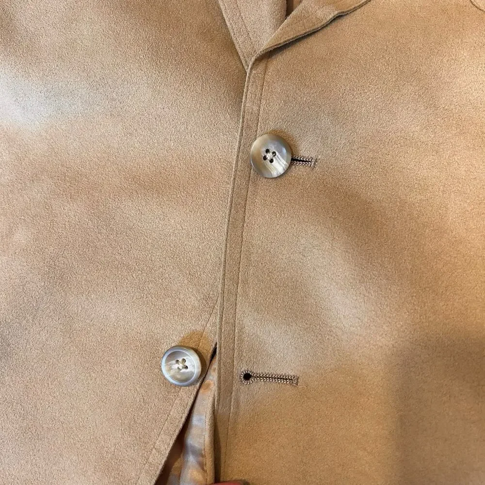Vintage 80s Tan Faux Suede Blazer 2 Button Men’s 40L